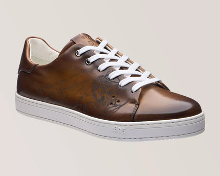 Men's Berluti Playtime Scritto Venezia Leather Brown Sneakers
