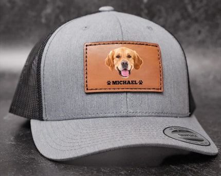 Custom Dog Photo Hat Leather Patch