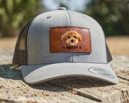Custom Dog Photo Hat Leather Patch