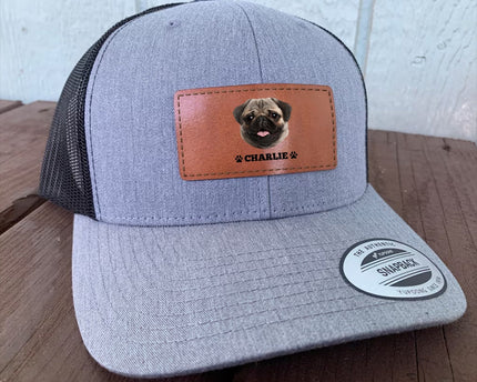 Custom Dog Photo Hat Leather Patch