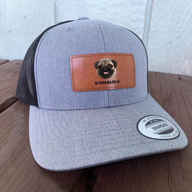 Custom Dog Photo Hat Leather Patch