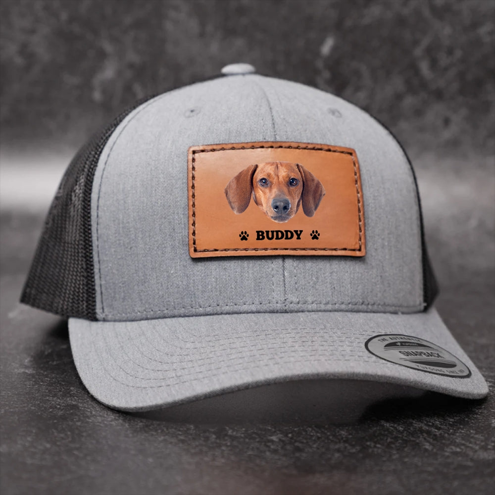 Custom Dog Photo Hat Leather Patch