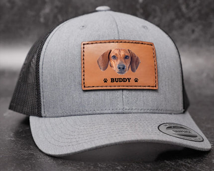Custom Dog Photo Hat Leather Patch