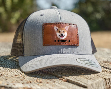 Custom Dog Photo Hat Leather Patch
