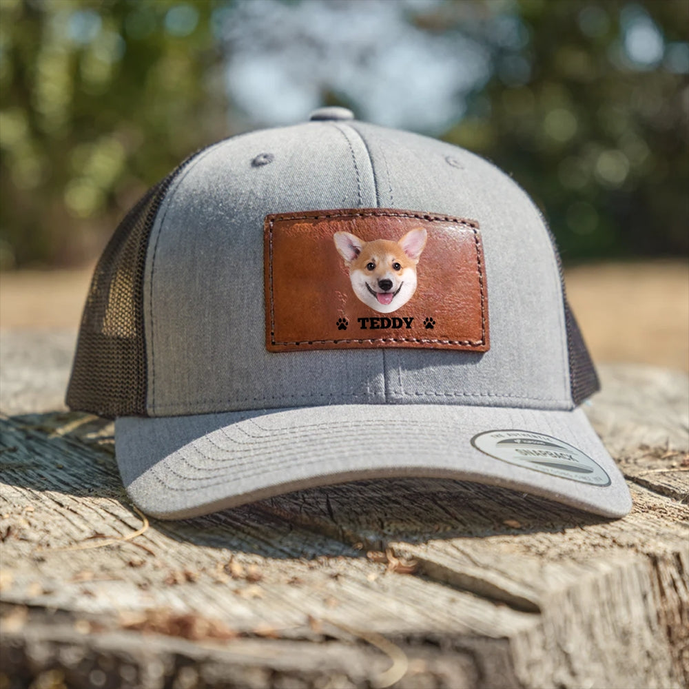 Custom Dog Photo Hat Leather Patch