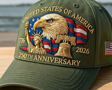 Bald Eagle United States Of America 250th Anniversary Embroidered Cap