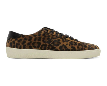 Men's Saint Laurent Court Classic SL06 Brown Suede Leopard Sneakers