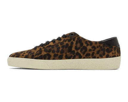 Men's Saint Laurent Court Classic SL06 Brown Suede Leopard Sneakers