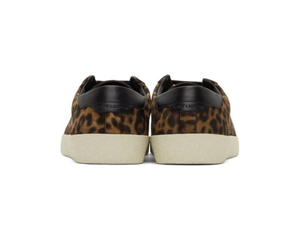 Men's Saint Laurent Court Classic SL06 Brown Suede Leopard Sneakers