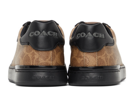 Men's Coach Clip Low-Top Skateboard Black Brown Sneakers