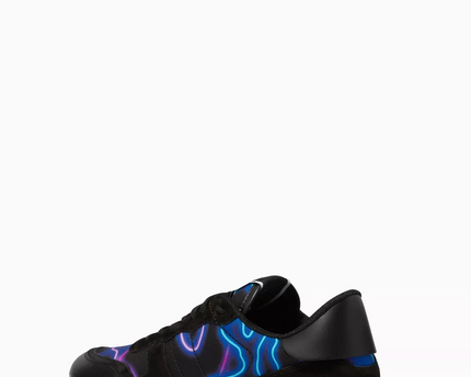 Men's Valentino Camo Rock Runners Neon Sneakers