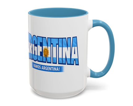 Argentina Vamos Argentina Mug , Accent Coffee Mug, Flag Text Design