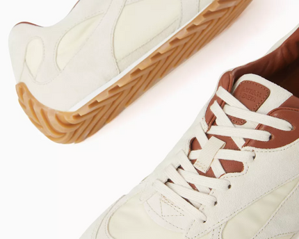 Men’s Bottega Veneta Orbit Flash Suede-Trimmed White Sneakers