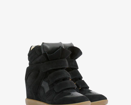 Men's Isabel Marant Bekett Hidden Wedge High Top Black Sneakers