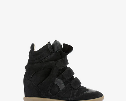 Men's Isabel Marant Bekett Hidden Wedge High Top Black Sneakers