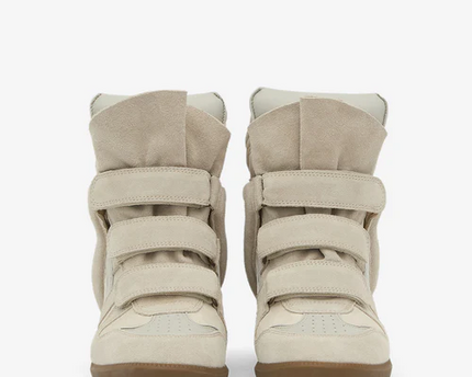 Men's Isabel Marant Bekett Hidden Wedge High Top Beige Sneakers