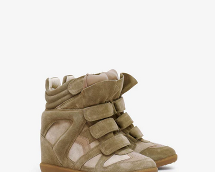 Men's Isabel Marant Bekett Hidden Wedge High Top Taupe Sneakers