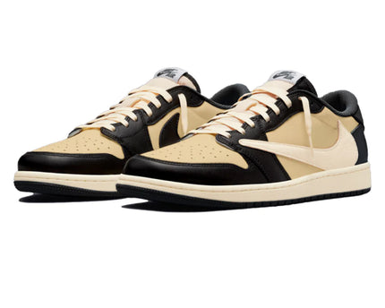 Men's Travis Scott x Air Jordan 1 Retro Low  ‘Beige and Black' Shoes