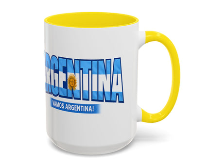 Argentina Vamos Argentina Mug , Accent Coffee Mug, Flag Text Design