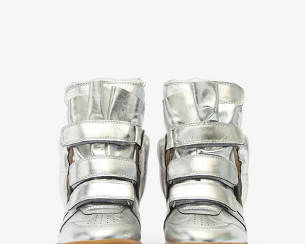 Men's Isabel Marant Bekett Hidden Wedge High Top Gun Metal Sneakers