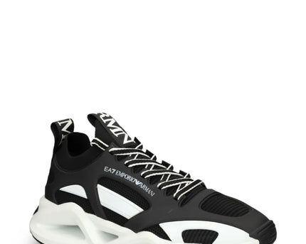 Men's Ea7 Emporio Armani Sneakers With Mesh Panels Black Sneakers