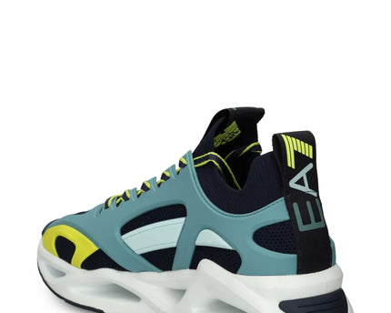 Men's Ea7 Emporio Armani Sneakers With Mesh Panels Teal Sneakers
