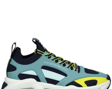 Men's Ea7 Emporio Armani Sneakers With Mesh Panels Teal Sneakers