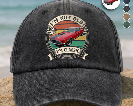This Is How I Roll - Custom Car Photo Route 66 Vintage Washed Denim Baseball Cap