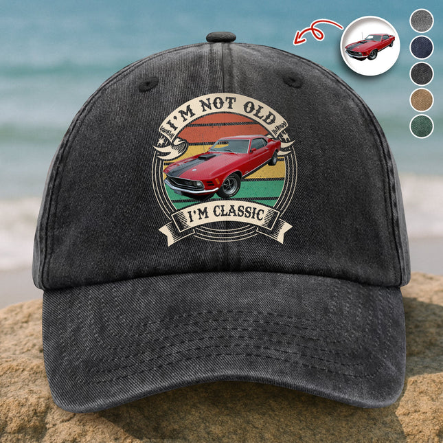This Is How I Roll - Custom Car Photo Route 66 Vintage Washed Denim Baseball Cap