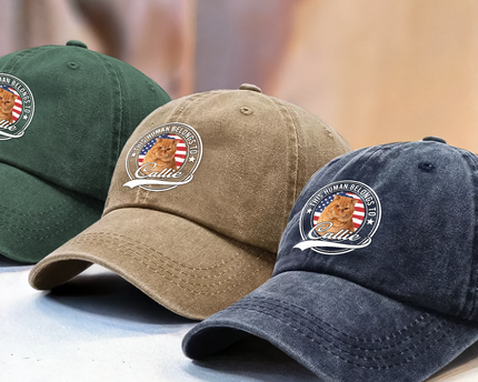 Custom Photo Human Belongs To Dog Cat Pet Washed Denim Baseball Cap