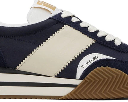 Men's Tom Ford James Mixed Media Low Top Navy Sneakers