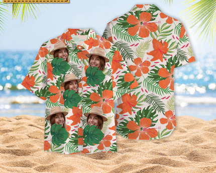 Custom Photo - Interesting Cut Head Photo Flower Theme Summer Hawaii - Personalized Customized Hawaiian shirt