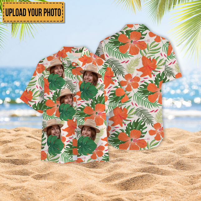 Custom Photo - Interesting Cut Head Photo Flower Theme Summer Hawaii - Personalized Customized Hawaiian shirt