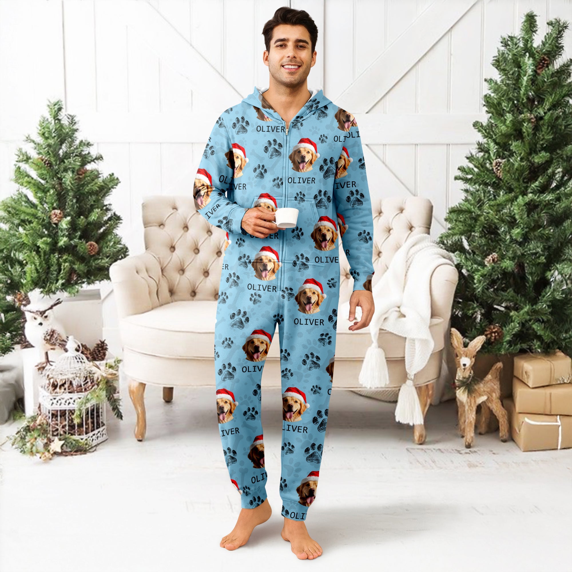 Custom Photo With Dog Cat Paw Onesie Pajamas For Dog Lovers
