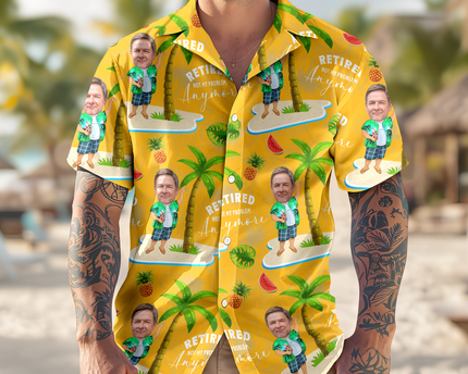 Custom Face All Over Print Hawaiian Shirt Personalized Retirement Gift for Dad