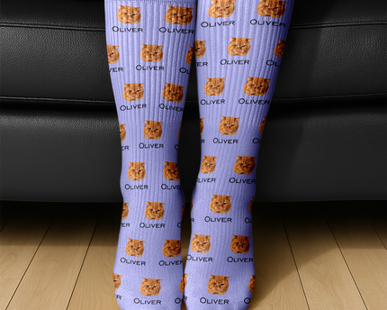 Custom Pet Portrait Socks ? Personalized Dog/Cat/Person Photo & Name Gift