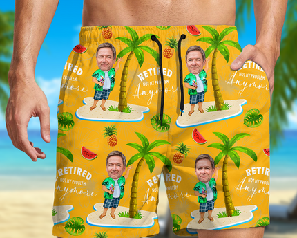 Custom Face All Over Print Beach Short Personalized Retirement Gift for Dad