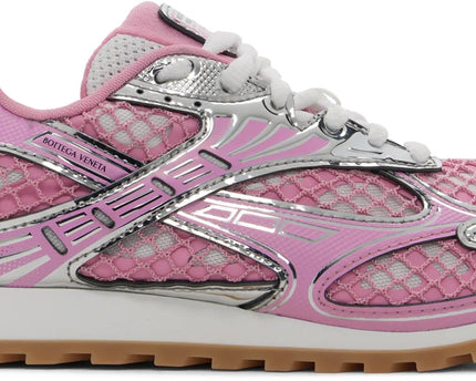 Men’s Bottega Veneta Orbit Flash Suede-Trimmed Veneta Pink Sneakers