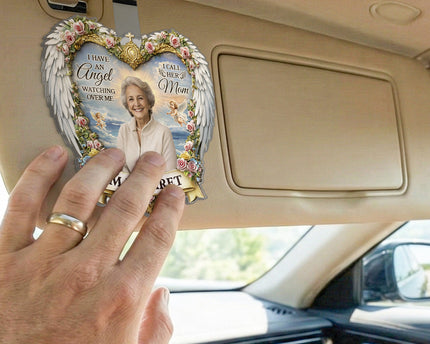 Custom Photo I Have An Angel Watching Over Me - Personalized Car Visor Clip - Meaningful Gift For Mom, Grandma