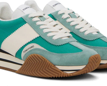 Men's Tom Ford James Mixed Media Low Top Green Sneakers