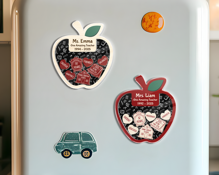 Personalized  Teacher Retirement Acrylic Apple Shaking Magnet Gift From Student