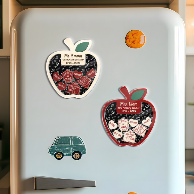 Personalized  Teacher Retirement Acrylic Apple Shaking Magnet Gift From Student
