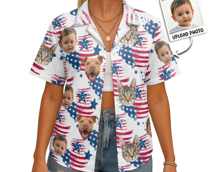Custom Photo With Beloved Ones American Theme - Personalized Customized Hawaiian shirt