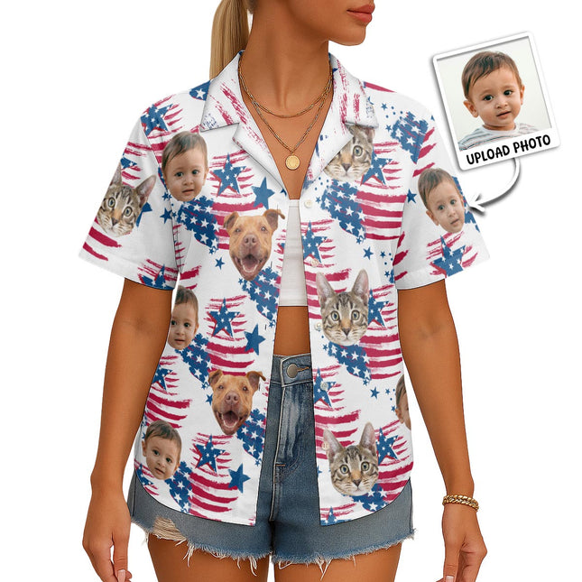 Custom Photo With Beloved Ones American Theme - Personalized Customized Hawaiian shirt