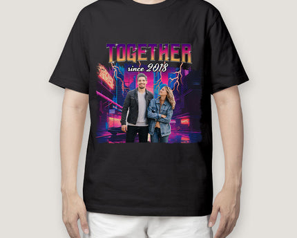 Custom Photo Personalized T Shirt - Together Since Hip Hop Retro Style - Birthday, Anniversary Gift For Couple