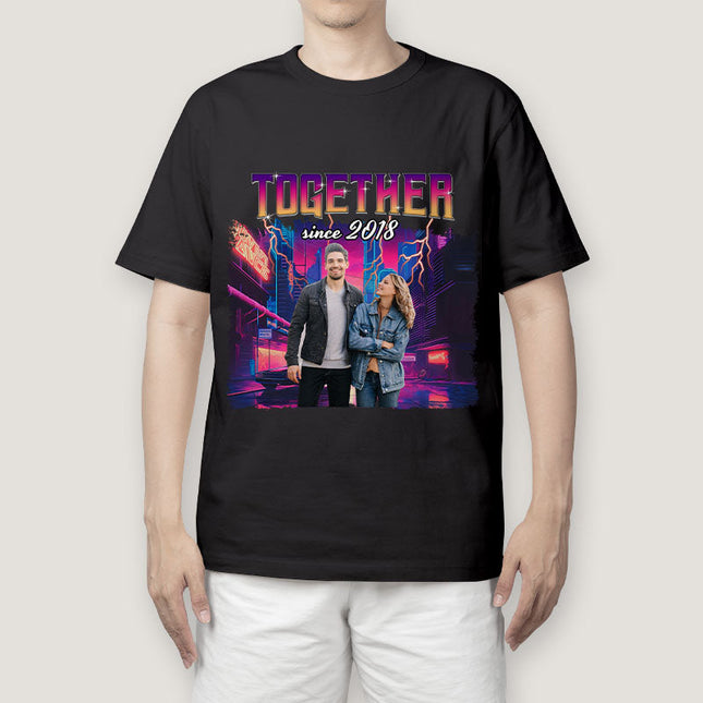 Custom Photo Personalized T Shirt - Together Since Hip Hop Retro Style - Birthday, Anniversary Gift For Couple