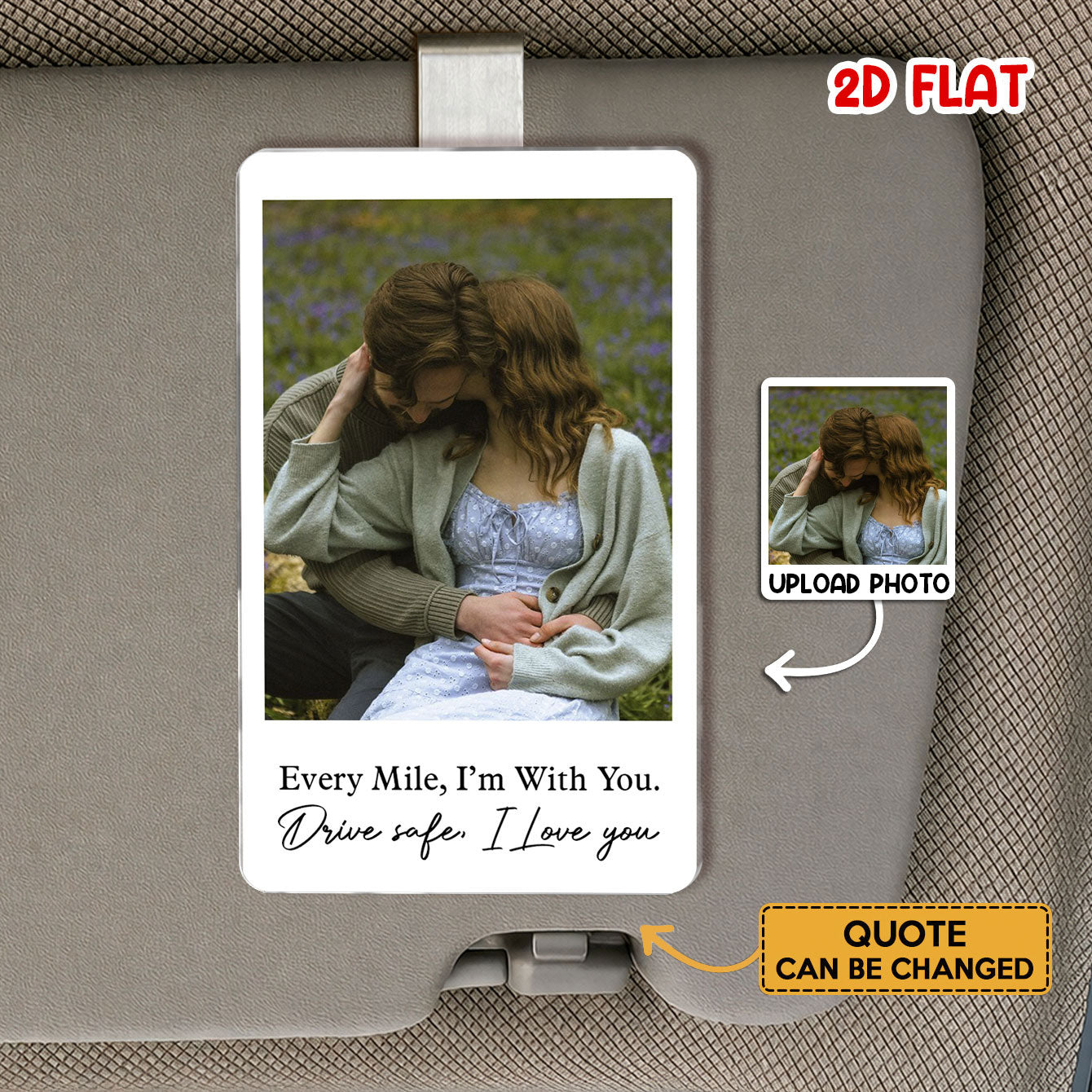 Custom Photo Drive Safe I Love You - Personalized Car Visor Clip - Special Gift For Couple, Boyfriend, Girlfriend