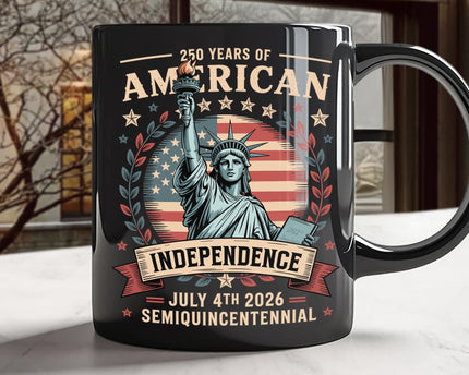 250 Year Of American Independence Black Mug