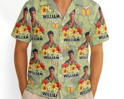 Custom Photo Drinkin' & Cheerin' - Personalized Customized Hawaiian Shirt