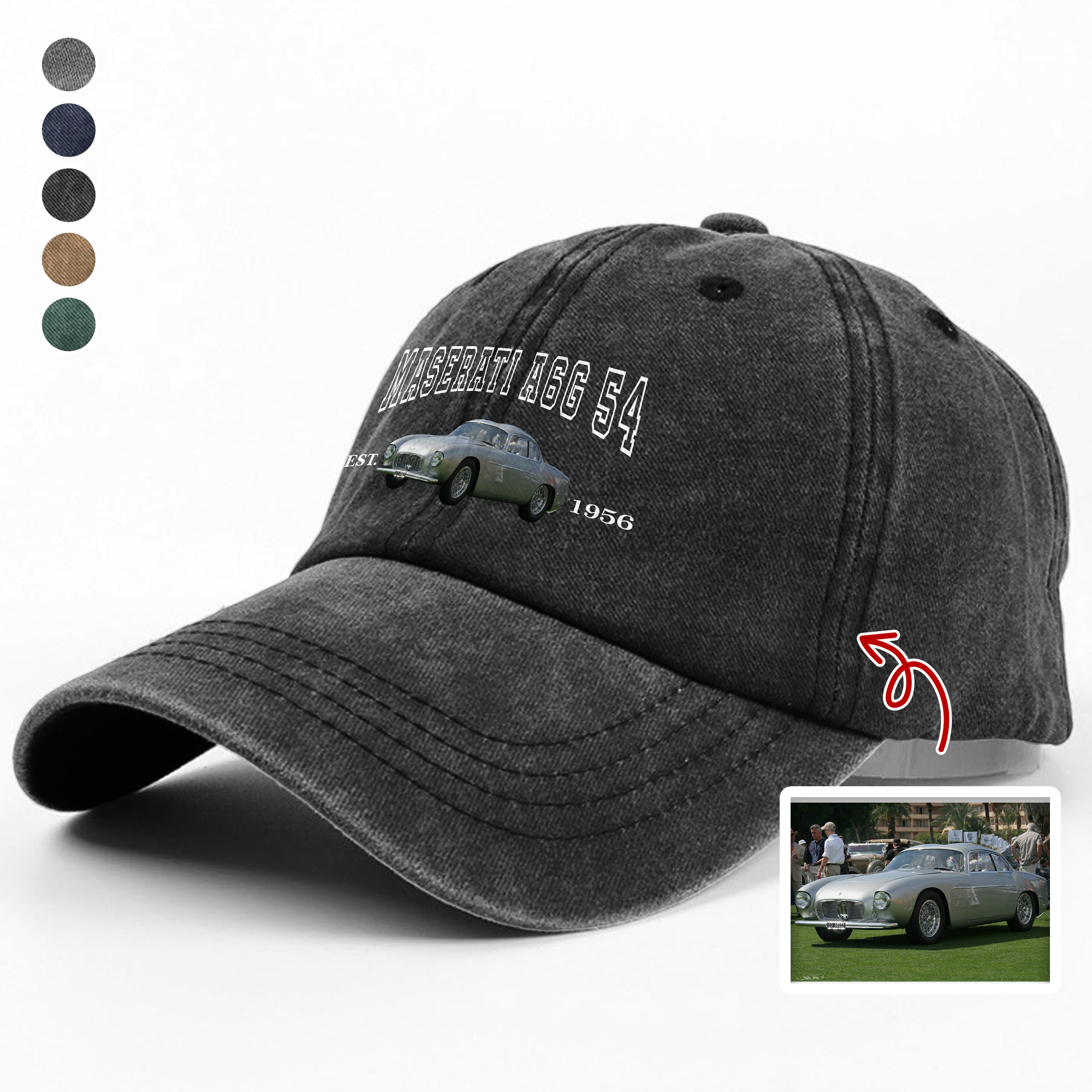 Custom Car Photo Personalized Washed Denim Baseball Cap
